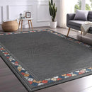 Beverly Rug Outdoor Rug 8x10 Modern Bordered Area Rugs for Indoor and Outdoor Patio Easy to Clean Non Shedding Living Room Porch Garden Washable Outside Carpet (8 x 10 Dark Gray) by CozyNest Decor