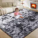 Ultra Soft Rug for Living Room, 8X10 Fluffy Shag Area Rug for Bedroom, Modern Shaggy Carpet Fuzzy Rug for Teens Dorm Nursery Home Decor Aesthetic, Upgrade Anti-Skid Durable, Tie Dye Black and Grey by TinyTreasures Baby Boutique