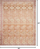 Loloi Layla Collection LAY-16 Natural/Spice 5'-0" x 7'-6" .13" Thick Area Rug, Soft, Durable, Vintage Inspired, Distressed, Low Pile, Non-Shedding, Easy Clean, Printed, Living Room Rug by CozyNest Decor