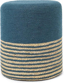 REDEARTH · Cylindrical Pouf Foot Stool Ottoman - Jute Braided Pouffe Poof Accent Sitting Footrest for Living Room, Bedroom, Nursery, Patio, Lounge Set of 2 (Teal Natural, 14.5"x14.5"x16") by CozyNest Decor