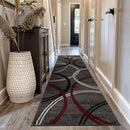 Rugshop Modern Wavy Circles Design Runner Rug 2'7" x 12' Red by TinyTreasures Baby Boutique