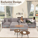 142.5" U Shaped Couch, Modular Sectional Sofa, 3-Seater Comfy Cloud Couch with Movable Ottoman, Deep Seat Couches for Living Room, Chenille, Slate by CozyNest Decor