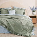 Full Comforter Set - 7 Pieces Ruffle Sage Green Bedding Sets, Shabby Chic Farmhouse Bed in a Bag Full with Ruffle Comforter, Floral Sheets, Pillowcases & Shams by CozyNest Decor