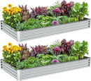 2PCS 8x4x1ft Raised Garden Bed-Outdoor Galvanized Planter Box for Vegetables, Fruits,Herbs, Flowers, Metal Raised Garden Bed kit-Sliver by GreenHaven Gardens