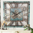 The Gears Clock 24'' Inch Square Real Moving Gear Wall Clock Vintage Industrial Oversized Rustic Farmhouse (Aqua Green) by CozyNest Decor