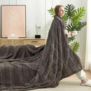 Amélie Home Luxury Striped Faux Fur Throw Blanket for Couch, Embossed Split Fur Cozy Fuzzy Fluffy Luxurious Soft Plush Sofa Chair Bed Gift Blankets for Women Men Wife Friend, 60"x80", Charcoal Gray by CozyNest Decor