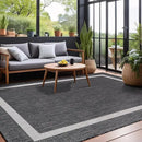 Bordered Outdoor Rug 6x9 Washable Outside Carpet for Indoor Patio Porch Waterproof Easy Cleaning Non Shedding Area Rugs Gray 6 x 9 by CozyNest Decor