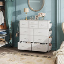WLIVE White Dresser for Bedroom with 10 Drawers, Chest of Drawers with Side Pockets and Hooks, PU Storage Dresser, Sturdy Metal Frame, Drawers Organizer Unit for Living Room, Hallway, Closet by TinyTreasures Baby Boutique