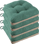 Non Slip Chair Cushions for Dining Chairs Set of 4 Kitchen Chair Cushions 18"x18"x3" Turfted Chair Pads Comfortable and Soft Seat Cushion with Ties, Dark Green by CozyNest Decor