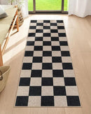 Lahome Checkered Easy Jute Runner Rug, 2x6 Kitchen Runner Rug Non Slip Washable Outdoor Carpet for Entryway Indoor, Checkerboard Black Indoor Outdoor Carpet Runners for Hallway 6ft Entry by CozyNest Decor