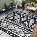 OLANLY Outdoor Rug Waterproof 9x12 ft, Reversible Outdoor Plastic Straw Rug, Boho Patio Rug, Indoor Outdoor Carpet, RV Mat Outside for Patio, Camp, Picnic, Balcony, Deck, Backyard, Black & White by GreenHaven Gardens