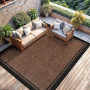 CAMILSON Indoor Outdoor Rug, 6x9 Bordered Nut Brown Black Modern Area Rugs for Indoor and Outdoor Patios, Kitchen and Hallway Mats, Washable Porch Deck Outside Carpet (Bordered Nut Brown Black, 6 x 9) by CozyNest Decor