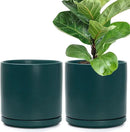 D'vine Dev Set of 2 Plants Pots, 10 Inch Ceramic Planter Pot for Plants with Drainage Hole and Saucer, Teal, 94-V-E-9 by GreenHaven Gardens