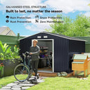 Outsunny 11' x 9' Outdoor Storage Shed, Garden Tool Metal Shed with Foundation Kit, Double Lockable Door, Air Vents and Sloping Roof, for Backyard, Patio, Lawn, Dark Gray by GreenHaven Gardens