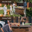 43” Propane Fire Pit Table Outdoor Rectangular Stone Firepit Table 50,000 Btu Propane Fire Tables for Outside Patio with Glass Wind Guard, Lid, Fire Glass Beads,Brown Rock Look by GreenHaven Gardens