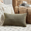 Fancy Homi 2 Packs Olive Green Lumbar Decorative Throw Pillow Covers 12x20 Inch for Living Room Couch Bed, Farmhouse Boho Home Decor, Soft Striped Corduroy Rectangle Accent Cushion Case 30x50 cm by CozyNest Decor