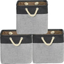 SIMPLE HOUSEWARE Fabric Storage Cubes, 13" x 13" Storage Bin, 3 Pack, Dark Gray by CozyNest Decor