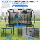 SereneLife 8FT 10FT 12FT 14FT Outdoor Trampoline for Kids - Recreational Backyard Trampoline with Curved Safety Poles and Net Enclosure- ASTM Approval for Kids Adults by TinyTreasures Baby Boutique