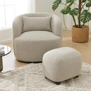 KINWELL 34" Wide 2 Boucle Swivel Barrel Chairs and 2 Ottomans Set, Fully Assembled Sherpa Accent Chairs and Footrest Set, Modern Comfy Armchairs and Footstool for Living Room and Bedroom, Taupe by CozyNest Decor