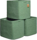 NaturalCozy 13x15x13 Kallax Storage Cubes Bins, 3 Pack | Cotton Rope Cube Storage Bin Woven Baskets for Organizing | Kallax Insert Storage Baskets for Shelves Organizer, Kids Toy, Closet Baby Nursery by TinyTreasures Baby Boutique
