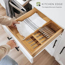 Premium Cutlery, Flatware, and Silverware Drawer Organizer – Slanted 3-Compartment Design with Labeled Slots, Non-Slip Feet, 100% Sustainable Bamboo by CozyNest Decor