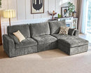 Oversized Modular Sofa Comfy Cloud Couch with Storage, Extra Deep Plush Sectional Sofa Set for Living Room, Covers Washable, Chenille, Olar (Grey, 4-Seater with Ottoman, l-Shaped) by CozyNest Decor