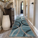 Rugshop Modern Wavy Circles Design Runner Rug 2'7" x 12' Blue by TinyTreasures Baby Boutique