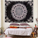 Fowocu Boho Floral Mandala Tapestry Wall Hanging Grey Bohemian Flower Medallion Tapestry Aesthetic Gray Black Hippie Indian Small Tapestries for Bedroom Living Room Dorm Decor 48 x 36 Inch by CozyNest Decor