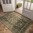 Washable 3x5 Entryway Rug Indoor, Boho Non-Slip Silicone Backing Small Rugs for Kitchen Nursery Office Bedroom, 0.3" Neutral Oriental Throw Carpet with 0.16" Cushioning Pad, Flaxen/Multi by TinyTreasures Baby Boutique