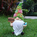 Solar Gnomes Garden Statues,Resin Gnome Figurine Holding Welcome Card and Bird with Solar Lights, Outdoor Gnomes Decorations for Yard Patio Lawn Porch, Garden Gifts by GreenHaven Gardens
