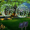 Joomer Solar Hanging Lights Outdoor, 2 Pack 12in 120 LED Solar Globe Lights, 8 Modes Waterproof Foldable Metal Sphere Light with Hook for Garden Yard Porch Decor- White (Ball with Green Leaf) by GreenHaven Gardens