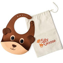 Silly Goose Silicone Animal Baby Bibs for Babies and Toddlers, Waterproof, Adjustable, Soft, Extra Wide Food Catcher Pocket (Baby Bear) by TinyTreasures Baby Boutique