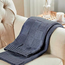 CozeCube Check Knit Throw Blanket, Steel Blue Checkered Throw for Couch, Decorative Christmas Soft Cozy Warm Knitted Blanket for Bed Sofa Living Room, 60"X80" by CozyNest Decor