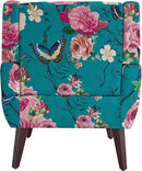 UIXE Floral Accent Chair, Modern Upholstered Armchair in Fabric for Living Room, Comfy Club Arm Chairs Single Sofa Button Tufted Bedroom Reading Seat - Pattern Blue, Set of 1 by CozyNest Decor