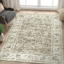 jinchan Washable Area Rug 5x7 Ultra-Thin Low Pile Non Slip Stain Resistant Soft Faux Wool Floral Distressed Vintage Carpet for Bedroom,Living Room,Dining Room,Kitchen,Nursery(Taupe, 5' x 7') by TinyTreasures Baby Boutique