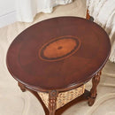 MODERION Solid Wood End Table with Drawer, Oval Sofa Side Table, Storage Shelf, Living Room Corner Table, Nightstand, 24”H Cherry Walnut CJZ1533WD-DR by CozyNest Decor