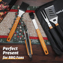 PURPLEBIRD Grill Utensils Set with Brush - 5pcs Grilling Tools Set with Bag Apron, Heavy Duty BBQ Tool Sets with Long Wood Handle, Stainless Grilling Accessories for Outdoor Grill by GreenHaven Gardens