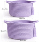Empty Gift Basket - SweetMemo Mini Woven Rope Organizer Baskets for Baby Shower, Vanity, Makeup Brushes, Bathroom, Shelves, Desk - Small Decorative Storage Bins - Set of 2, Pre-Shaped, Lilac Purple by TinyTreasures Baby Boutique