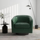Swivel Barrel Accent Chair, Modern Round Faux Leather Arm Chair for Living Room, Bedroom, Comfy Club Reading Chairs for Adults(Faux Leather, Green, Set of 4) by CozyNest Decor