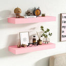 BAMEOS Pink Floating Shelves for Wall, 16" x 6" Wall Shelves for Room, Floating Book Shelves, Hanging Shelves for Bedroom, Bedroom, Living Room, Kitchen (Set of 2) by CozyNest Decor