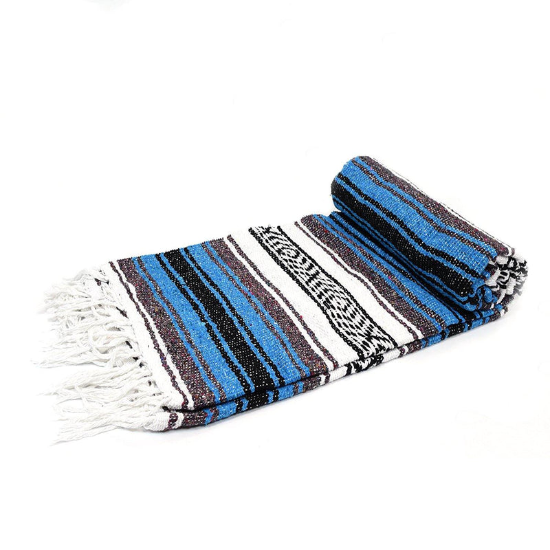 Bright Blue Mexican Falsa Blanket, photo 5 of 5