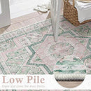 DCX Washable 8x10 Area Rug, Soft Machine Washable Non Slip with Rubber Backing Vintage Rug, Kid & Pet Friendly Living Room Area Rugs 8x10, Foldable Rugs for Bedroom Dining Room Office-Pink & Green by CozyNest Decor