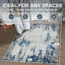 5x7 Area Rugs for Living Room Rug Washable: Modern Rug for Dining Room Bedroom Carpet Non Slip Low Pile 5 by 7 Indoor Abstract Nursery Home Office Blue White by TinyTreasures Baby Boutique