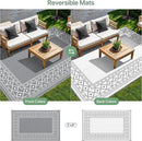 GENIMO Outdoor Rug Waterproof for Patio Decor, 5'x8' Reversible Plastic Straw Area Carpet, Camping Outside Mat for Outdoor, RV, Deck, Camper, Balcony,Picnic Grey & White by CozyNest Decor