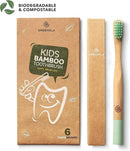 GREENZLA Kids Bamboo Toothbrushes, Natural Toothbrush Set, Soft Bristles, Durable Charcoal Wooden Brushes, Compostable Design for Toddlers and Children, 6 Pack by CozyNest Decor
