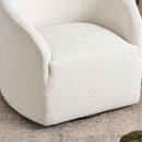 KINWELL 32" Wide Modern Boucle Swivel Barrel Chair, No Assembly Round Upholstered Swivel Accent Armchair for Living Room, Bedroom, Office (White) by CozyNest Decor