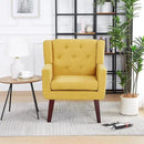 Accent Chairs Set of 2, Button-Tufted Upholstered Living Room Chairs Set of 2, Comfy Reading Chair Mid Century Modern Chairs with Linen Fabric Lounge Arm Chairs for Bedroom (Bright Yellow) by CozyNest Decor