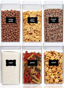 Vtopmart 6 PCS Airtight Food Storage Containers, BPA Free Plastic Snack Cereal Containers with Easy Lock Lids, for Kitchen Pantry Organization and Storage, Include 24 Labels, 1.2L by CozyNest Decor