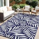 OLANLY Waterproof Outdoor Rug 6x9 ft, Reversible Outdoor Plastic Straw Rug with Leaf Pattern, RV Mat, Indoor Outdoor Carpet for Patio, Camping, Balcony, Deck, Backyard, Navy & White by CozyNest Decor
