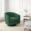 Swivel Barrel Accent Chair, Modern Round Corduroy Fabric Arm Chair for Living Room, Bedroom, Comfy Club Reading Chairs for Adults, Corduroy Dark Green by CozyNest Decor